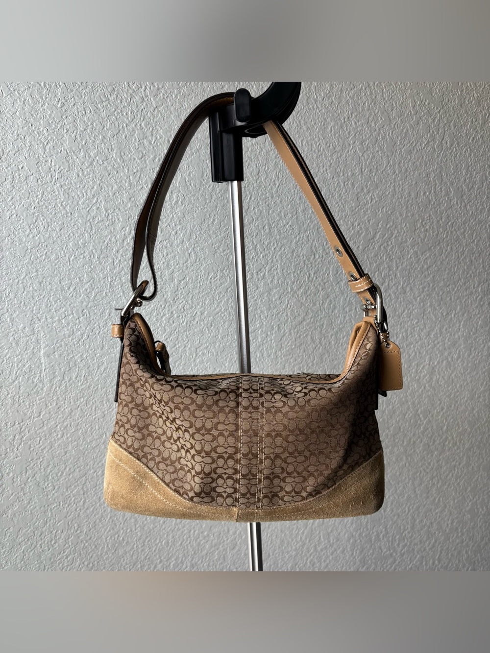 Vintage Canvas Coach Shoulder Bag
